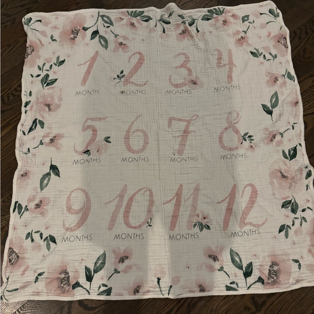 Pottery Barn Kids Pink Floral Milestone Blanket